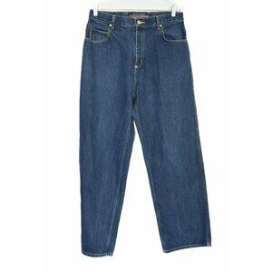 Phat Farm Womens Blue Denim Jeans Cotton Solid 5 Pockets Straight Size 34